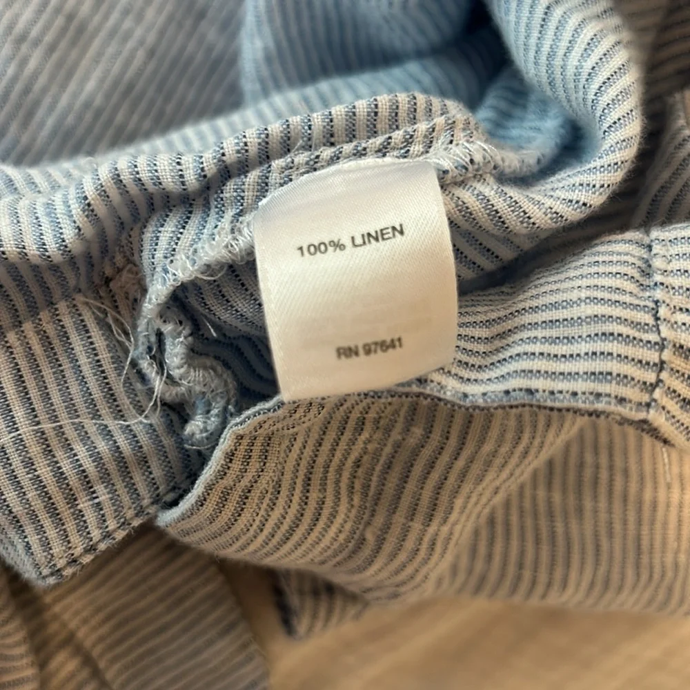 Women’s J.Jill 100% Linen Blue Button Up Long Sleeve Shirt Size Large - Picture 7 of 7